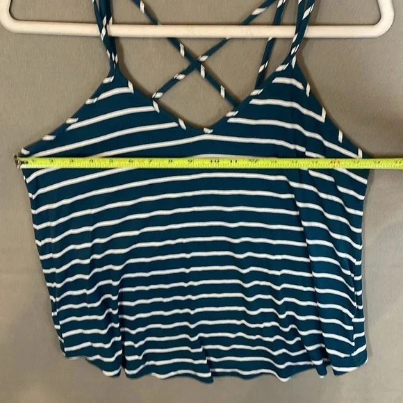 Papermoon Strappy Striped Teal White Loose Fit Tank Top Women Size Small - Picture 4 of 7